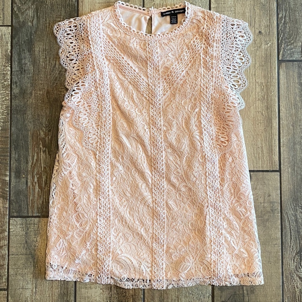 Cable & Gauge Soft Pink Lace Top